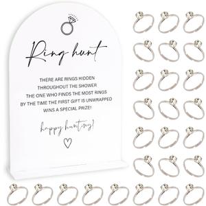 Bridal Shower Ring Hunt Games, Funny Ring Hunt Games, Minimalism Party Games, Bridal Shower Decorations, Wedding Shower Games (1 Sign & 30 Rings)-xnxb10