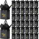Yeaqee 100 Pack Mini Gift Bags Bulk 4 x 2.75 x 4.5 Inch Small Thank You Paper Bags with Handle and Tissue Paper for Wedding Birthday Baby Shower Business Graduation Party Favors(Black)