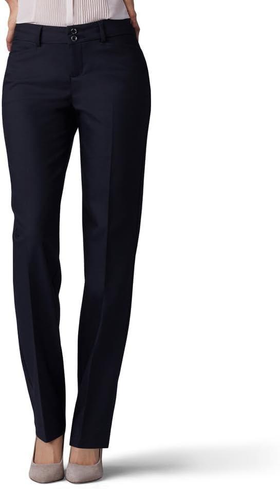 Lee Women's Secretly Shapes Regular Fit Straight Leg Pant (8, Black)