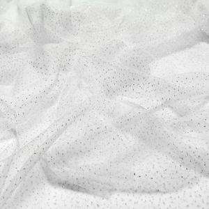 60" White Tulle Glitter Shiny Silver Sequins Fabric by The Yard for Bridal,Wedding,Party Decoration,Tulle Dress,Costume,Gift Wrapping,DIY Crafts,10 Yards