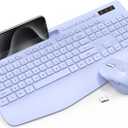 Wireless Keyboard and Mouse Combo - Full-Sized Ergonomic Keyboard with Wrist Rest, Phone Holder, Sleep Mode, Silent 2.4GHz Cordless Keyboard Mouse Combo for Laptop, Computer, PC, Mac, Windows -Trueque (1 PACK, Purple)