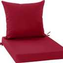 Outdoor Chair Cushions, Waterproof Back Pillow and Seat Cushion Set for Patio Furniture, Outdoor Sofa Replacement Cushions with Removable Cover, 22 x 22 Inch, Red, 1 Set