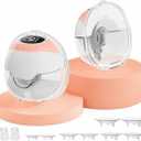 Wearable Electric Breast Pump 2-Pack, 320mmHg, 3 Modes, 15 Levels, Pink