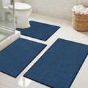 SHACOS 3 Piece Bath Mats Toilet Rug U-Shaped, No Slip Rubber Bath Rugs for Bathroom Toilet, Ultra Thin Bathroom Rugs Washable Quick Dry Absorbent Bathroom Mat (17"x24"+20"x32"+ U-20"x24")