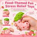 Strawberry Squishy Toy Realistic Extra Soft Strawberry Squeeze Toy, Fidget Fruit for Anxiety Relief, Calming Sensory Play & Office Desk Decor, Fun Gift for Adults Kids