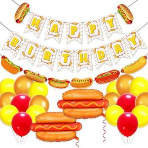 Hot Dog Birthday Decorations Hot Dog Party Decorations with Happy Birthday Banner HotDog Balloons Garland