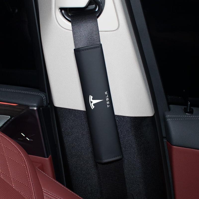 2 Pcs Car Seat Belt Pads Cover Black fits for Accessories (Seat Belt Pads Cover, for Tesla)