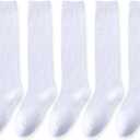 EPEIUS Toddler Girl Knee High Socks Seamless Cotton School Uniform Socks Baby Boy Long Sock 3-5 Years White 5 Pack (White, S)