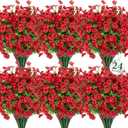 Ouddy Decor 24 Bundles Artificial Flowers for Outdoors, Fake Silk Flowers UV Resistant Faux Plastic Plants for Planters Vase Table Porch Patio Garden Spring Summer Indoor Outdoor Home Decor, Red