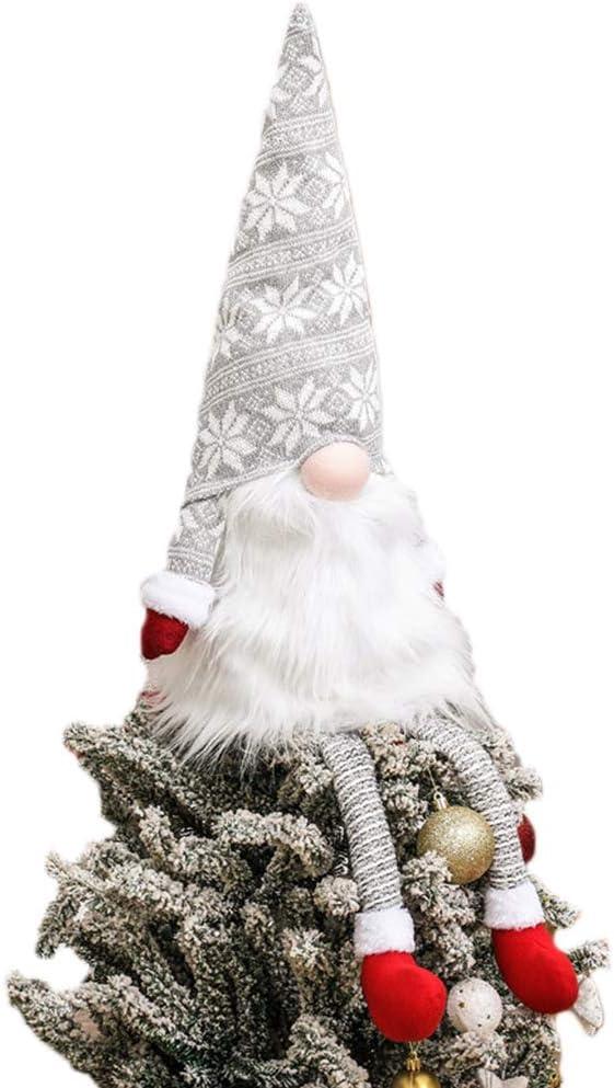 Gnome Christmas Tree Topper,Gnome Christmas Ornaments Santa Gnomes Plush Party Decoration Ornament Supplies (Gray)