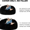 7FT Giant Bean Bag Chair Cover (Cover only, No Filler) Soft Faux RH Fur Sofa Bed Washable Bean Bag Couch Cover for Adult and Kids with Liner, Black