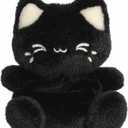 Aurora Enchanting Tasty Peach Meowchi Palm Pals Stuffed Animal - Bright & Colorful Design for Room Decor - Perfect for Adults, Kids, and Birthdays - Black Sesame 5 Inches