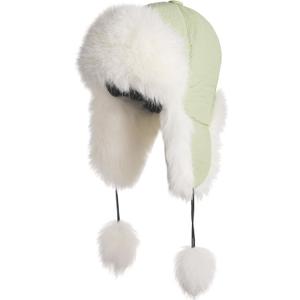 Women Faux Fur Trapper Hat with Pompoms Warm Classic Ear Flaps Fuzzy Bobble Cap Warm Outdoor Ski Snow Cap for Women and Men