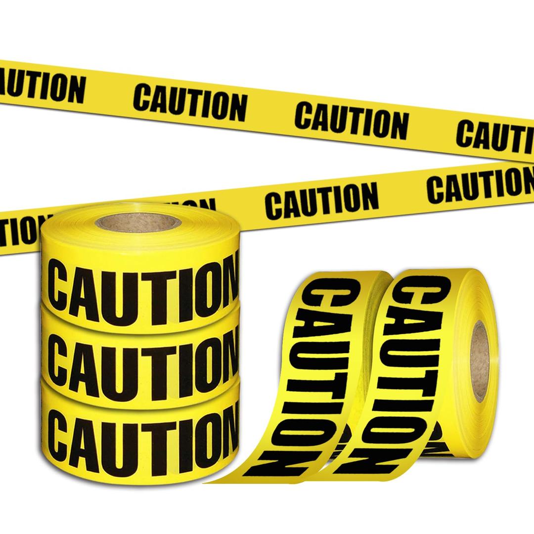 Premium Yellow Caution Tape Roll, 3 inch x 1000 feet, Ideal Use for Danger/Hazardous Areas/Crime Scene Halloween Party Decorations (3-Pack)