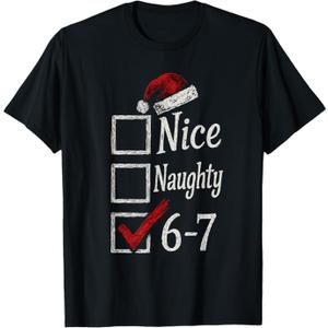 Nice Naughty 6 7 Meme 67 Christmas Six Seven Xmas Boys Kids TShirt, S