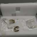 KI Store Set of 2 White Deer Figurines with Gold Antlers 12-Inch Resin Standing and Sitting Deer Figures Reindeer Decorations for Christmas Decor Display