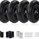 4PC 13" 4.00-6 Tire and Wheel Flat Free, Universal 5/ 8" Bearings & Extra 3/ 4" Bearings, 300lbs Load Capacity, 4.00-6 Tire Replacement for Gorilla Carts and Other Garden Carts, Wheelbarrows, Trolleys.