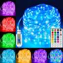 Ollny USB Rope Lights Indoor Color Changing, 33FT 100 LED String Lights with Remote, 18 Colors Christmas Light for Indoor Bedroom Party Wedding Holiday Decorations (RGB (Red, Green, Blue))