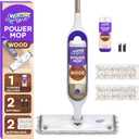 Swiffer Power Mop Wood, Hardwood Floor Cleaner for Mopping Home, Bathroom, Kitchen, All Purpose Multi-Surface Cleaning Set includes PowerMop Wood, 2 Pads, 1 QuickDry Lemon Solution, & 2 Batteries
