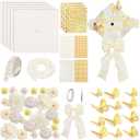 Wavwavw 58 Pcs DIY Graduation Cap Decorations Kit Grad Cap Decor Included Faux Flowers Bow Mesh 3D Butterfly Stickers, Adhesive Rhinestones, Glitter Letter Stickers, for 2026 Grad Party(White), 6.30 11.81 Inches