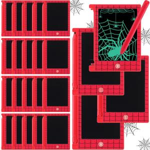 Nezyo 24 Pack Spider Web Party Favors, 4.6'' Mini LCD Writing Tablet for Kids, Spider Web Checked Board Drawing Tablet Erasable Reusable Electronic Drawing Pads for Birthday Party Supplies Gifts