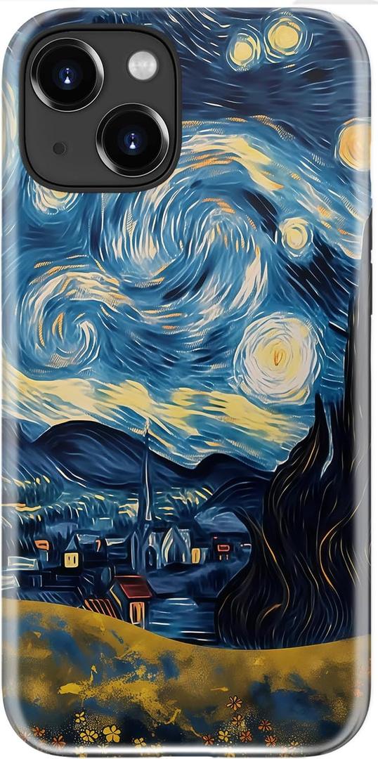 Esdot for iPhone 15 Plus Case Cute - Wireless Charging Compatible  Dual-Layer Soft Silicone + Hard Shell - Wildflower Design - Protective Phone Cover for Women Girls - Whirlwind of Stars