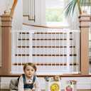 Cumbor 29.7-48" Baby Gate for Stairs, Mom's Choice Awards Winner-Dog Gates for Doorways, Auto Close Safety Pet Gate for Dogs Indoor, Easy Install Pressure Mounted Child Gate with Walk Thru Door, White