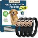 Flea and Tick Collar for Dogs 4 Pack, 32 Months Prevention, Waterproof, Adjustable for Small Medium Large Dogs Puppies (Black)