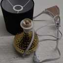 Simple Designs LT2073-GDB Mini Hammered Texture Gold Drip Table Lamp with Black Shade (Gold/Black)
