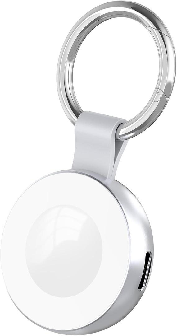 Portable Charger with Keychain for Apple Watch - Aluminum Alloy Travel Charger for iWatch Compatible with iPhone Cable Magnetic Wireless Charger