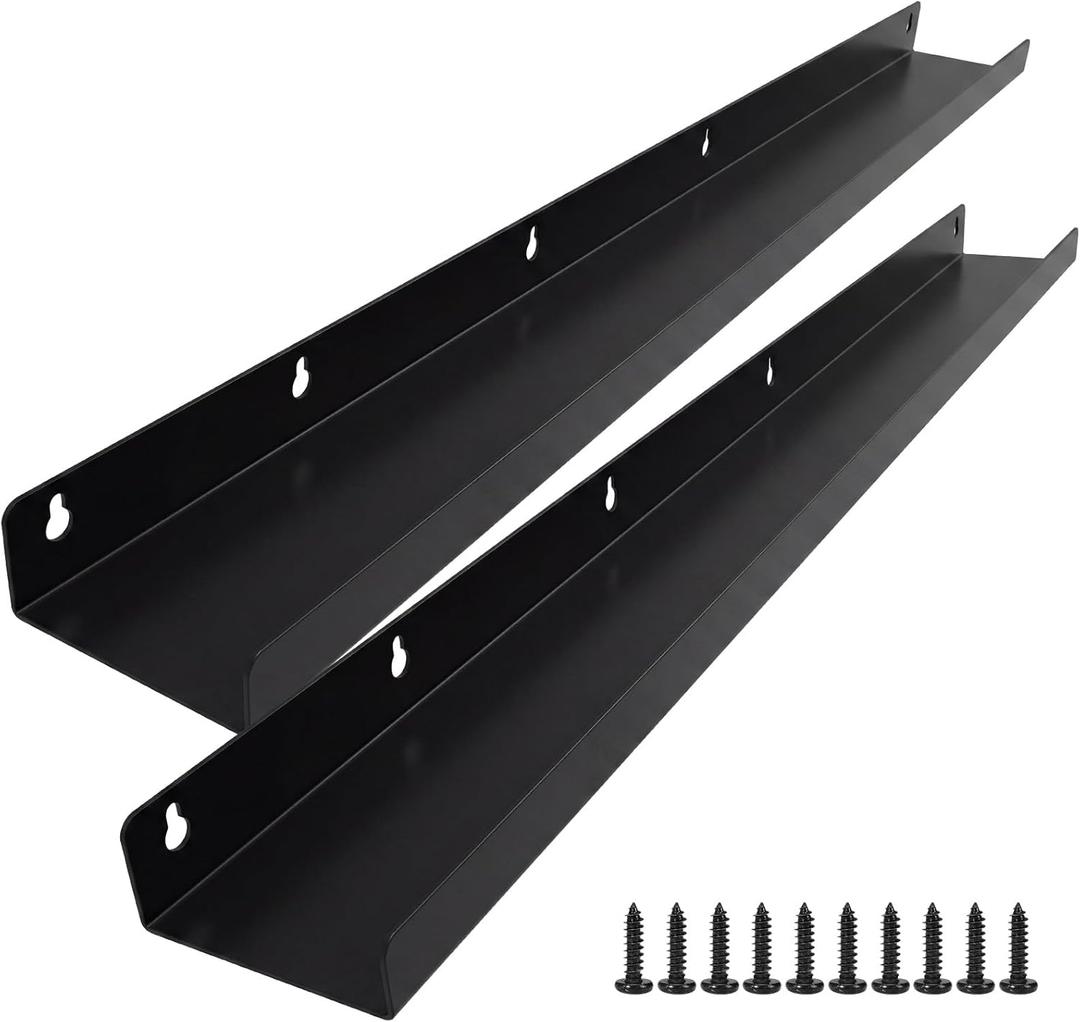 Moxweyeni 2 Pack Metal Floating Shelves for Wall 48 Inch, Heavy Duty Steel Storage Shelves Black Metal Wall Mounted Modern Rustic Farmhouse Decor for Kitchen Bathroom Bedroom Garage