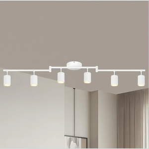 6 Light Track Lighting Fixtures Ceiling, Matte White Kichen Track Lighting Fixtures with Rotatable Light Heads, Foldable Lamp Arms, Modern LED Track