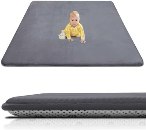 Baby Play Mat for Floor 50"x50", 1.3" Thick Memory Foam Playpen Mat, Ultra Soft Coral Velvet, Non-Slip & Water-Resistant, Ideal for Crawling & Play for Infants, Toddlers & Kids