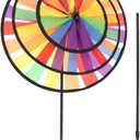 Totority Rainbow Turntable Windmill - Large Multi-Colored Cloth Pinwheel for Outdoor Decoration Vibrant Three-Layer Design Perfect for Gardens and Kids
