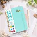 Academic Planner 2026 - Hardcover Weekly & Monthly Calendar Agenda, Daily Planner for Students & Teachers, 8.5" x 6.3" Portable SizeDaily Agenda Book with Tabs, College Organizer Notebook (green)