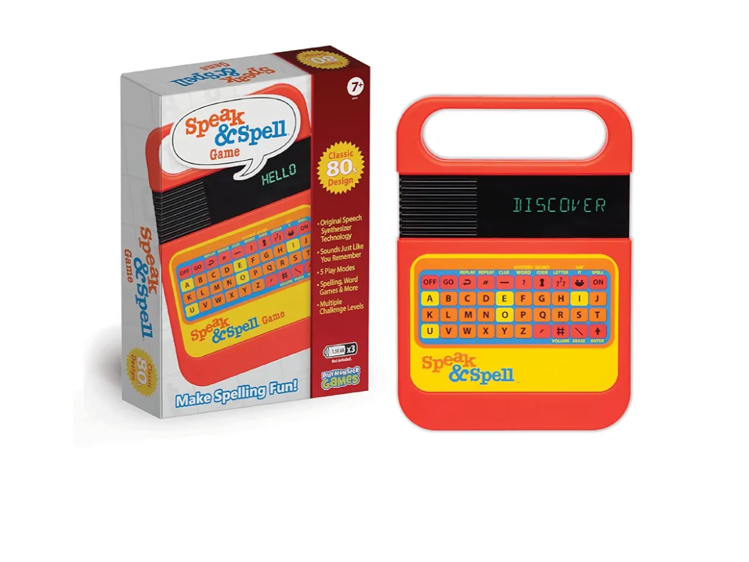 Playmonster Speak & Spell Electronic Game - Educational Learning Toy, Spelling Games, 80s Retro Handheld Arcade, Autism Toys, Activity for Boys, Girls, Toddler, Ages 7+
