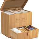 Tampon Holder with Lid,Bamboo Bathroom Feminine Product Organizers, Pads Storage Box for Women and Girls,Sanitary Napkins Cotton Swabs Balls Container for Bathroom,Vanity Accessories (Bamboo01)