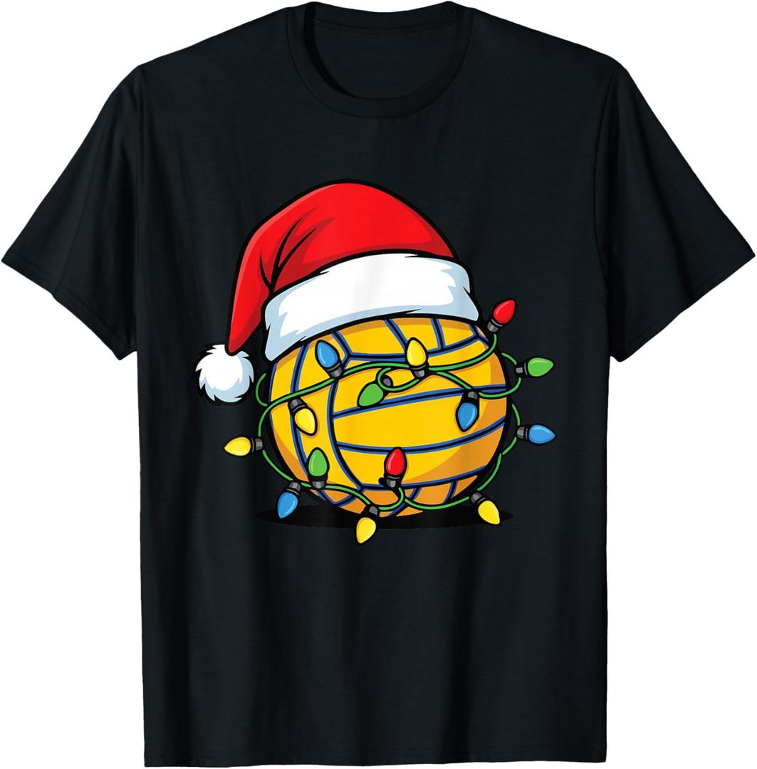 Christmas Lights Water Polo Ball Santa Hat Sport T-Shirt S