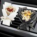 Mini Bouquet Flowers For Car 2pcs Dry Flower Car Vent Clips With 4pcs DIY Unscented Fragrance Pads For Girls Mother,Black & White