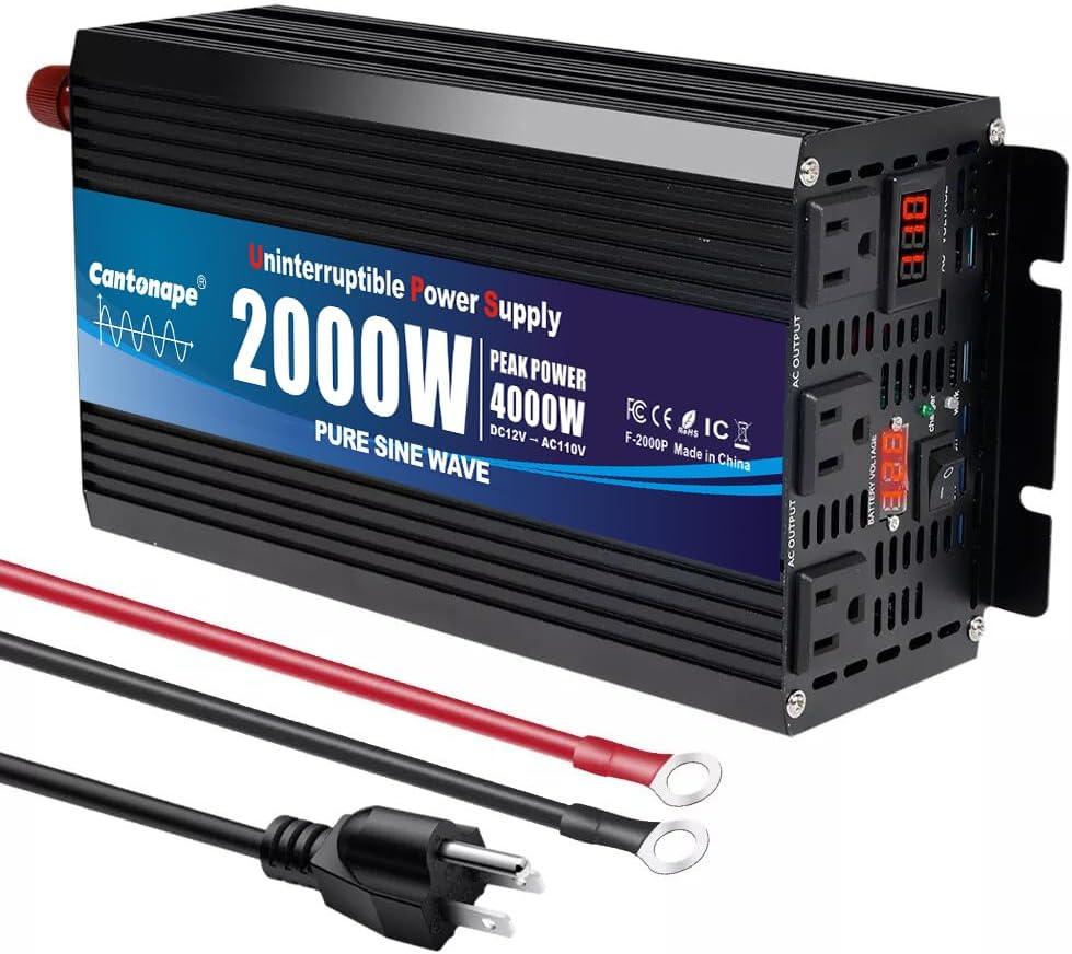 2000W Sump Pump Backup Battery System, Automatic Switching to Battery Inverter Power, Professional Backup System in Case of Power Failure, Pure Sine Wave Output