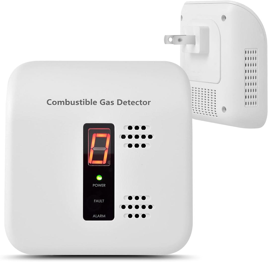 Gas Leak Detector, Plug-in Natural Gas Detector for Methane, LPG& Coal Gas Alarm in Home, Kitchen, RV, Camper, AC 110V-240V,  1 Pack (White)