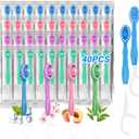 40 Pack 5-in-1 Disposable Toothbrushes with Toothpaste, Travel Toothbrush Set with Floss, Pick & Tongue Scraper, Individually Wrapped Mini Toothbrush for Adults, Work Camping - Mixed Flavor