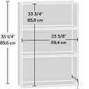 Sauder Beginnings 3-Shelf Bookcase, Bookshelf with Adjustable Storage Shelves, in Med Wood Finish