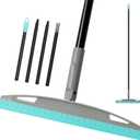 KeFanta Multifunction Magic Air Broom, Silicone Floor Squeegee Brooms with 59" Long Handle, Air Broom for Floor Bathroom Kitchen Shower Tile Pet Hair Fur Marble Glass Water Window Foam Cleaning, Blue