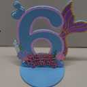 Mermaid Birthday Number Sign Centerpiece for Girls Wooden Mermaid Party Number Table Sign Decoration Supplies for Birthday Anniversary(Number 6)