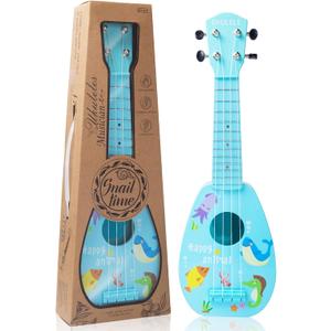 YOLOPLUS+ 17 Inch Kids Ukulele Guitar Toy 4 Strings Mini Children Musical Instruments Educational Learning Toy for Toddler Beginner Keep Tone Anti-Impact Can Play with Picks/Strap/Primary Tutorial (Blue)