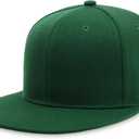 CHOK.LIDS Flat Bill Visor Classic Snapback Hat Blank Adjustable Brim High Top End Trendy Color Style Plain Tone Baseball Cap (Green)