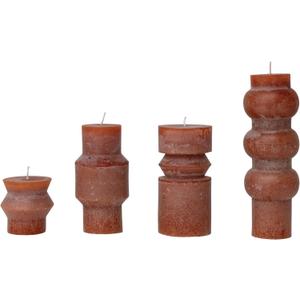 Creative Co-Op Unscented Totem Pillar, Spice Candles, 3" L x 3" W x 6" H, Orange