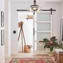 EAPUDUN Farmhouse Semi Flush Mount Ceiling Light Fixture, 3-Light Industrial Pendant Light in Oil Rubbed Bronze Finish with Clear Seeded Glass Shade, SMA1126-ORB