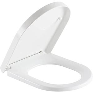 SADALAK Toilet Seat D Shape Soft Close Quick Release Easy Clean Toilet Seat Replacement with Non-Slip Bumpers for Bathroom White